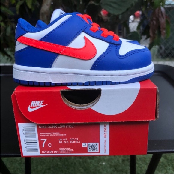 Nike Dunk Low “Bright Crimson” Size 7c Toddler - Picture 1 of 10